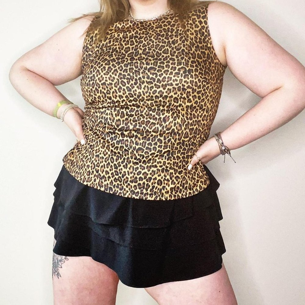 y2k vintage cheetah tie back tank